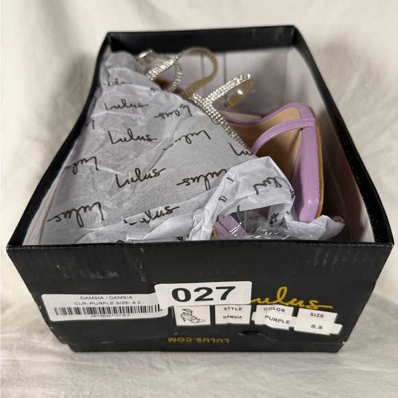 Lulus Damsia Purple Rhinestone Open Toe Ankle Strap Heels 8.5 - Picture 12 of 12